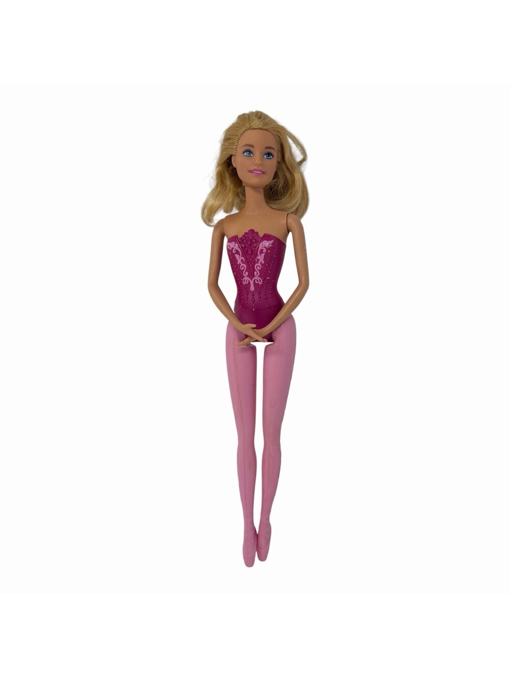 Mattel Barbie Ballerina Doll Blonde Molded Purple Leotard Pink Tights En Pointe
